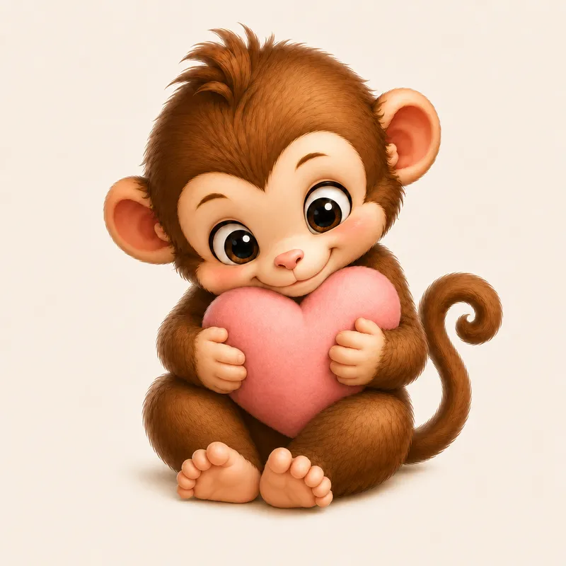 Monkey zodiac love illustration