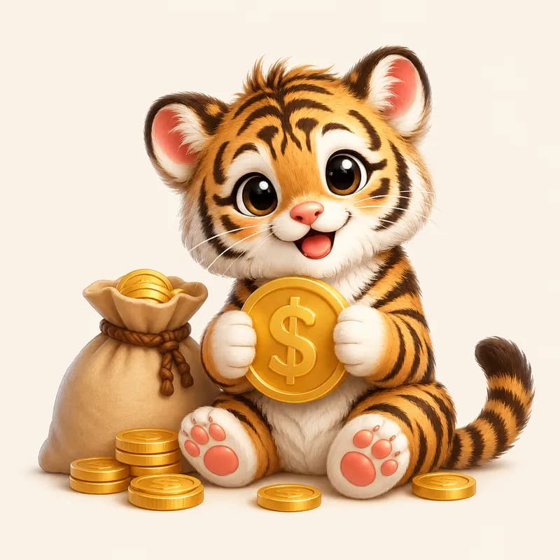 Tiger zodiac money illustration